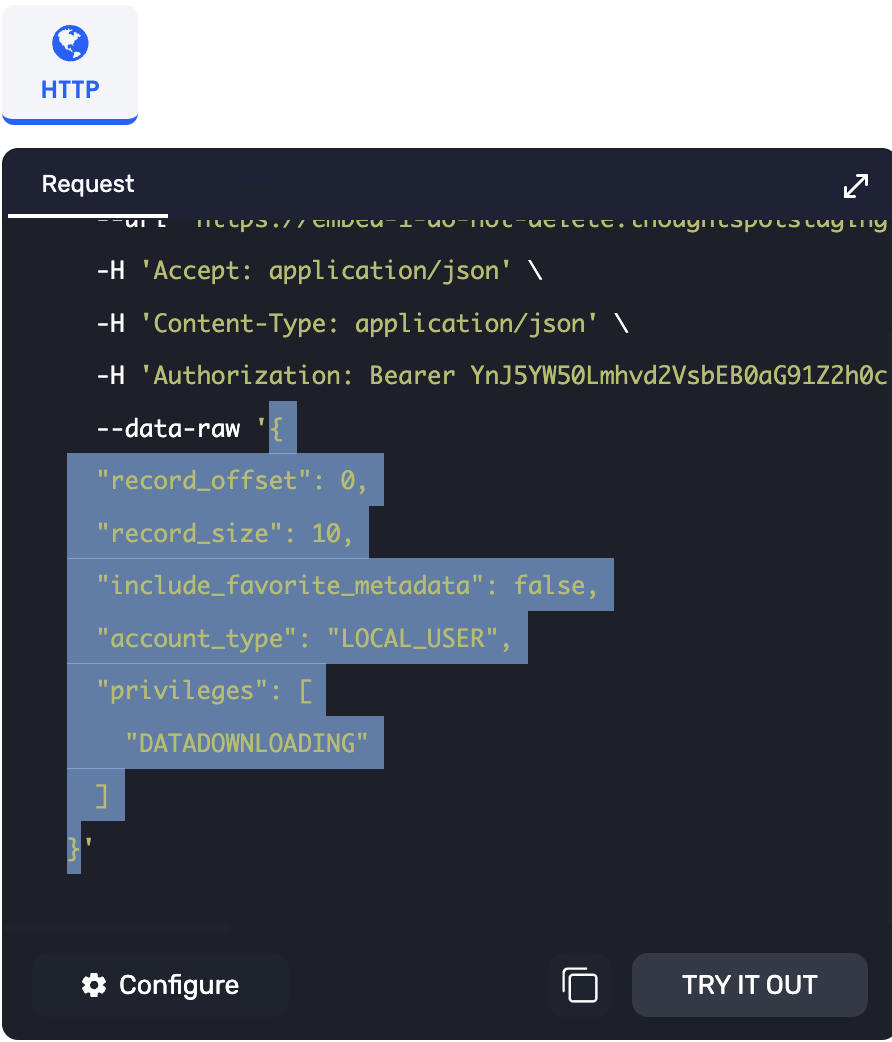 JSON request format in Playground