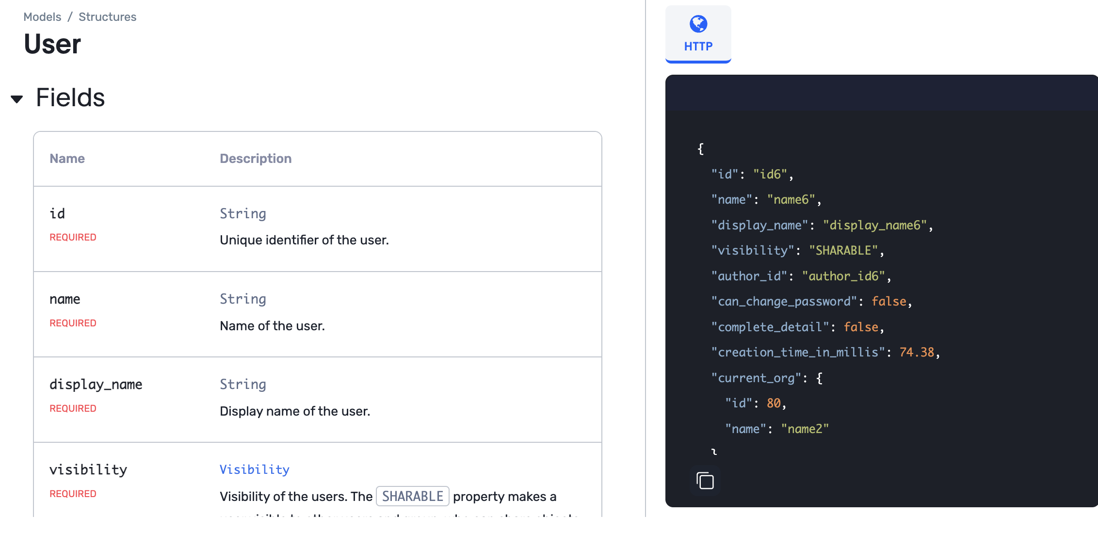 Response object model and example