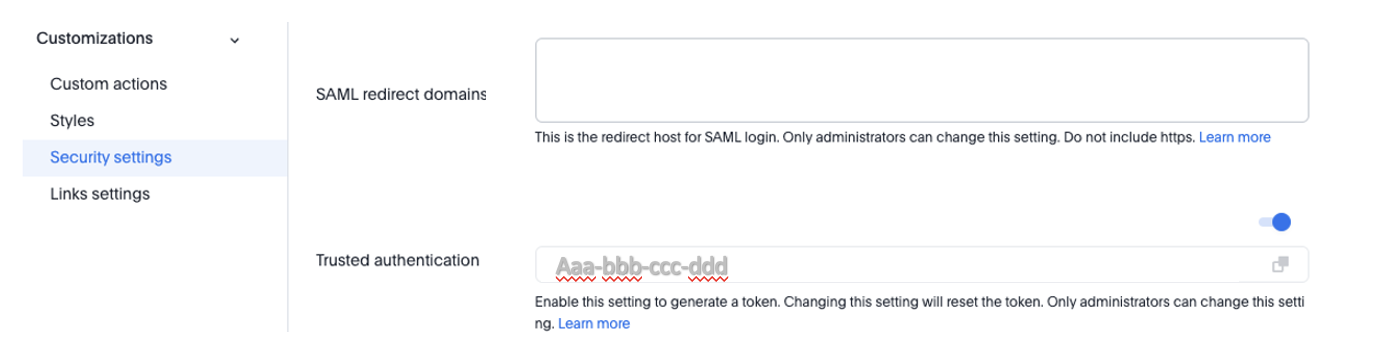 SAML redirect configuration